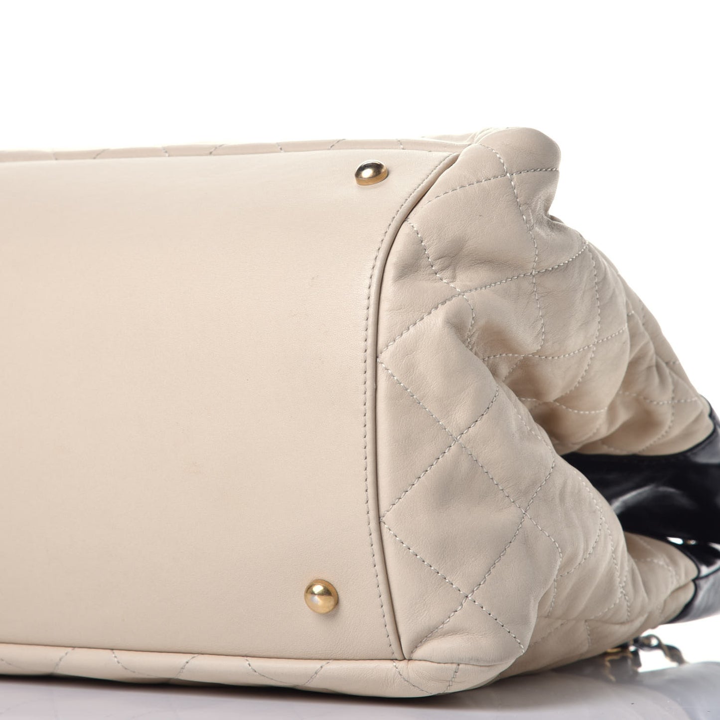 Calfskin Quilted In The Mix Shopping Tote Beige Black