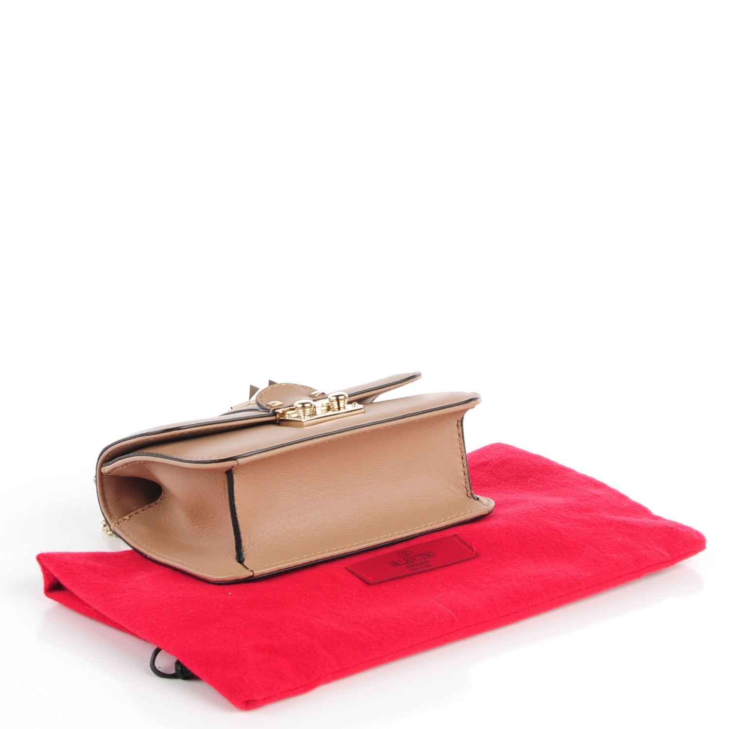Valentino Garavani Vitello Mini Glam Lock Rockstud Flap Beige 4 of 7