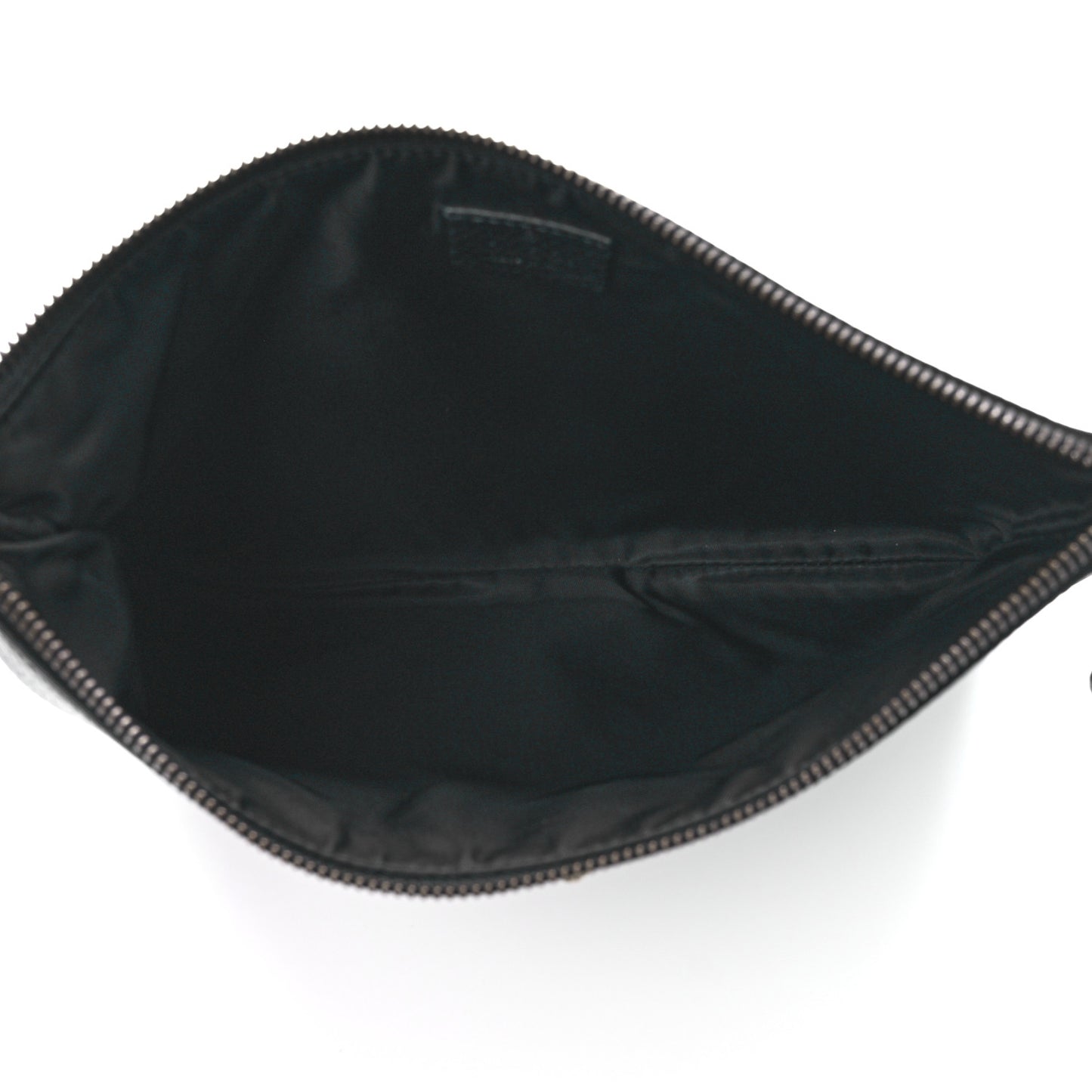 Pebbled Calfskin Animalier Tiger Zip Pouch Black