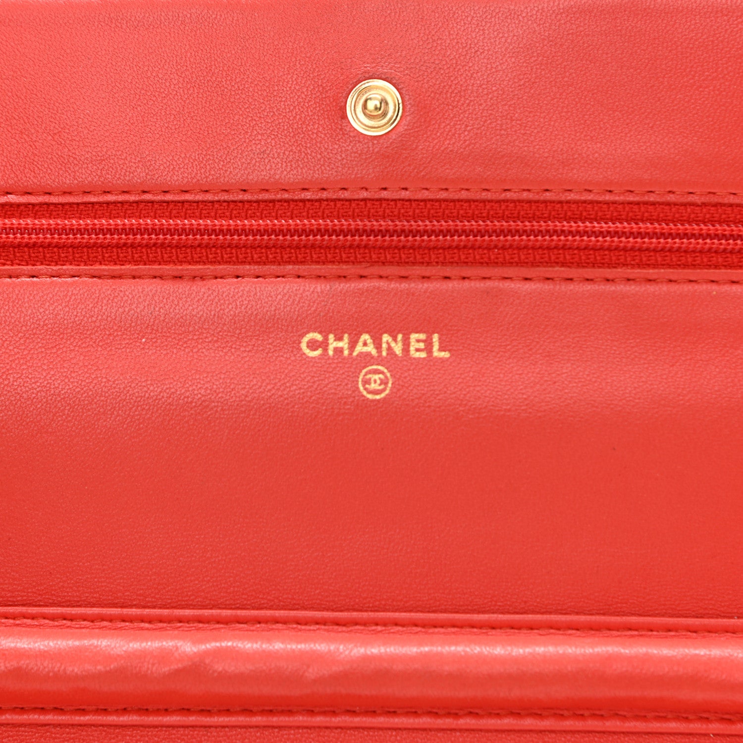 Chanel Lambskin Quilted Wallet On Chain WOC Light Red 6 of 16
