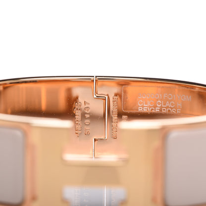 Hermes Enamel Wide Clic Clac H Bracelet GM Beige Rose 4 of 5