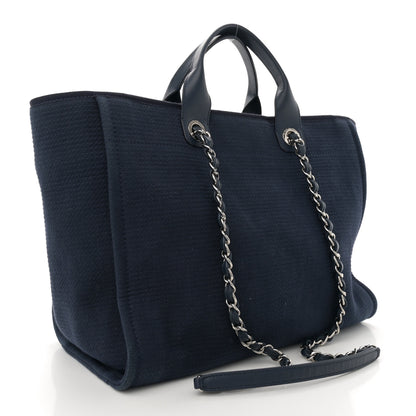 Chanel Mixed Fibers Calfskin Medium Deauville Tote Dark Blue 4 of 13