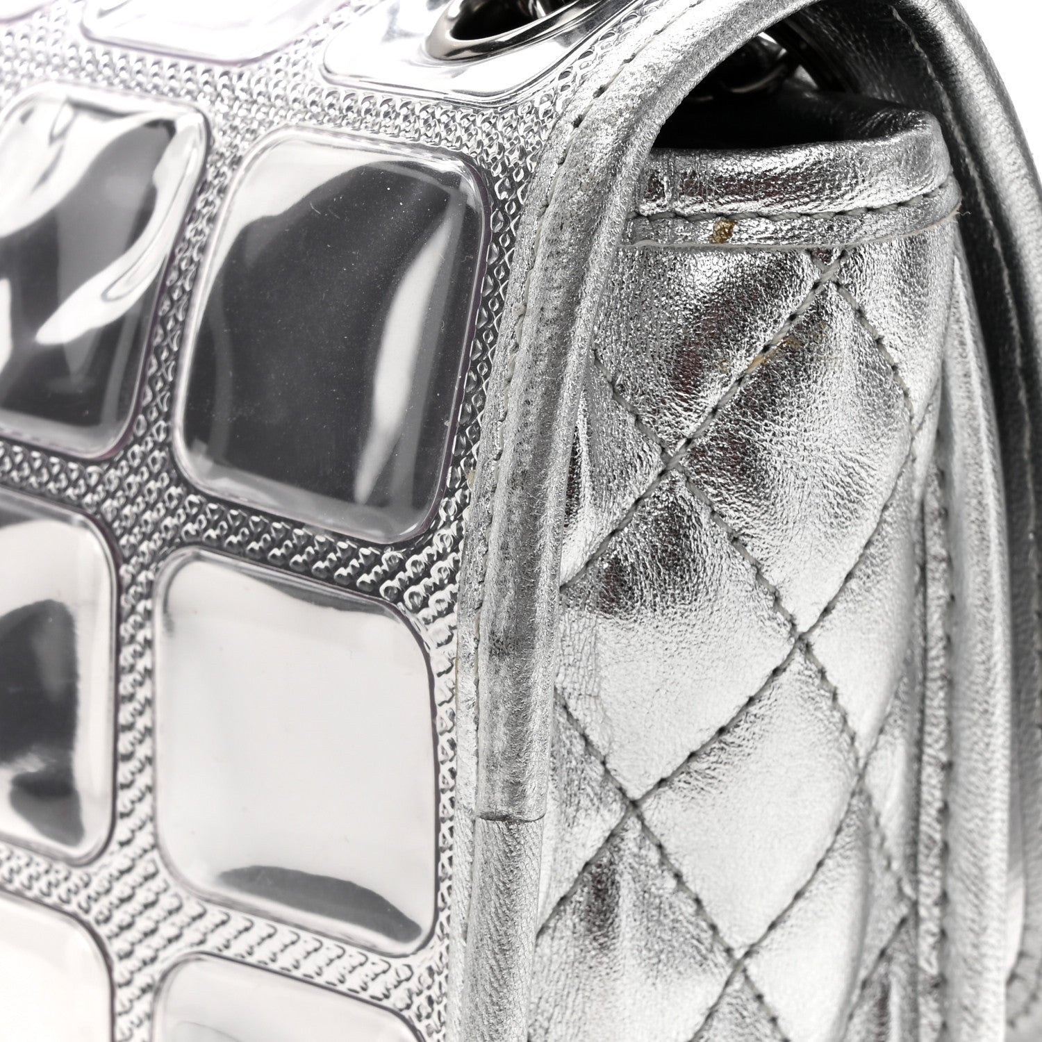 Chanel Vinyl Large Ice Cube Flap Silver 19 of 19
