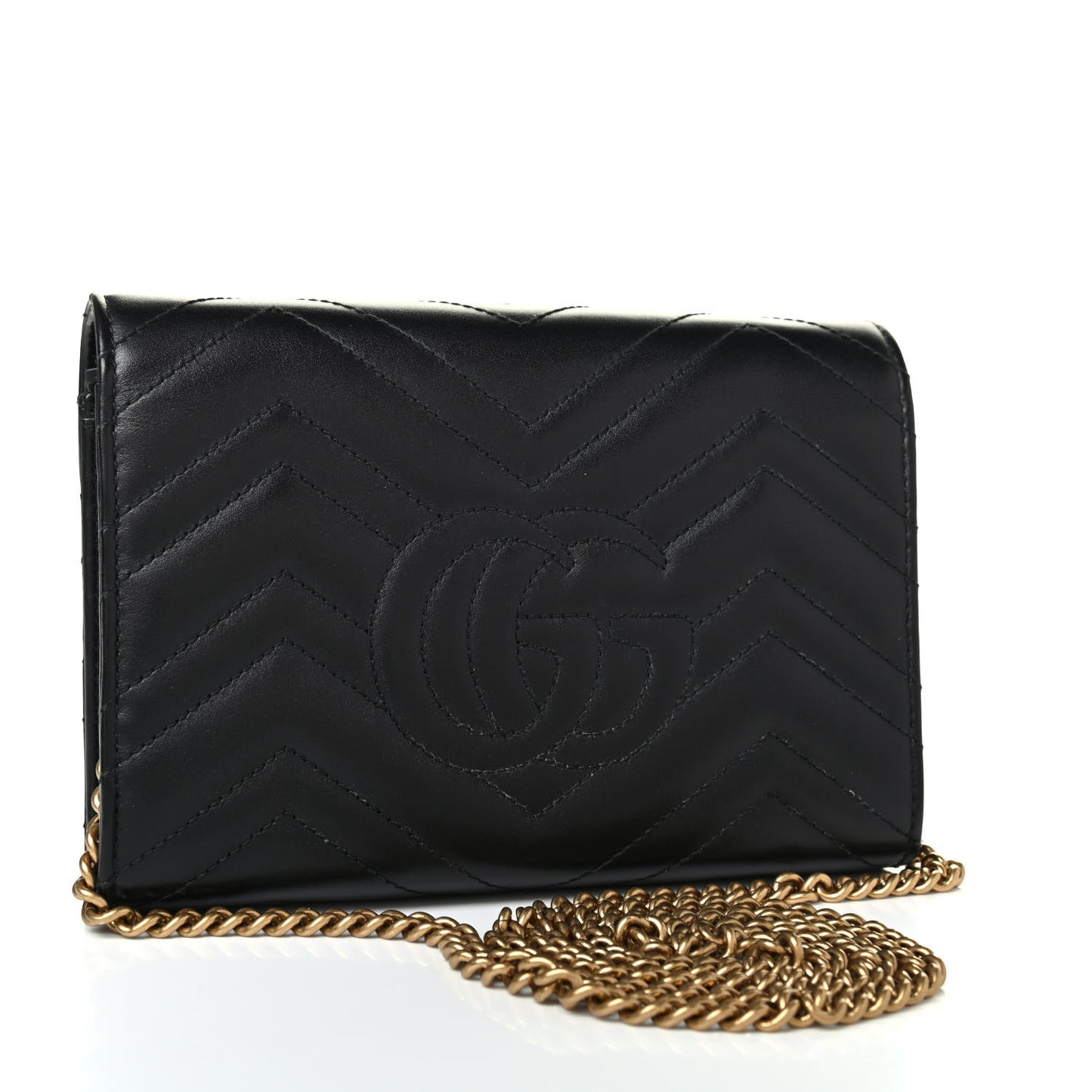 Calfskin Matelasse GG Marmont Chain Wallet Black