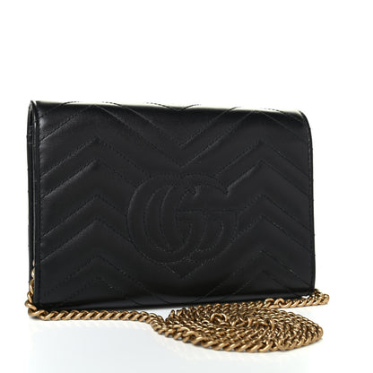 Gucci Calfskin Matelasse GG Marmont Chain Wallet Black 2 of 4