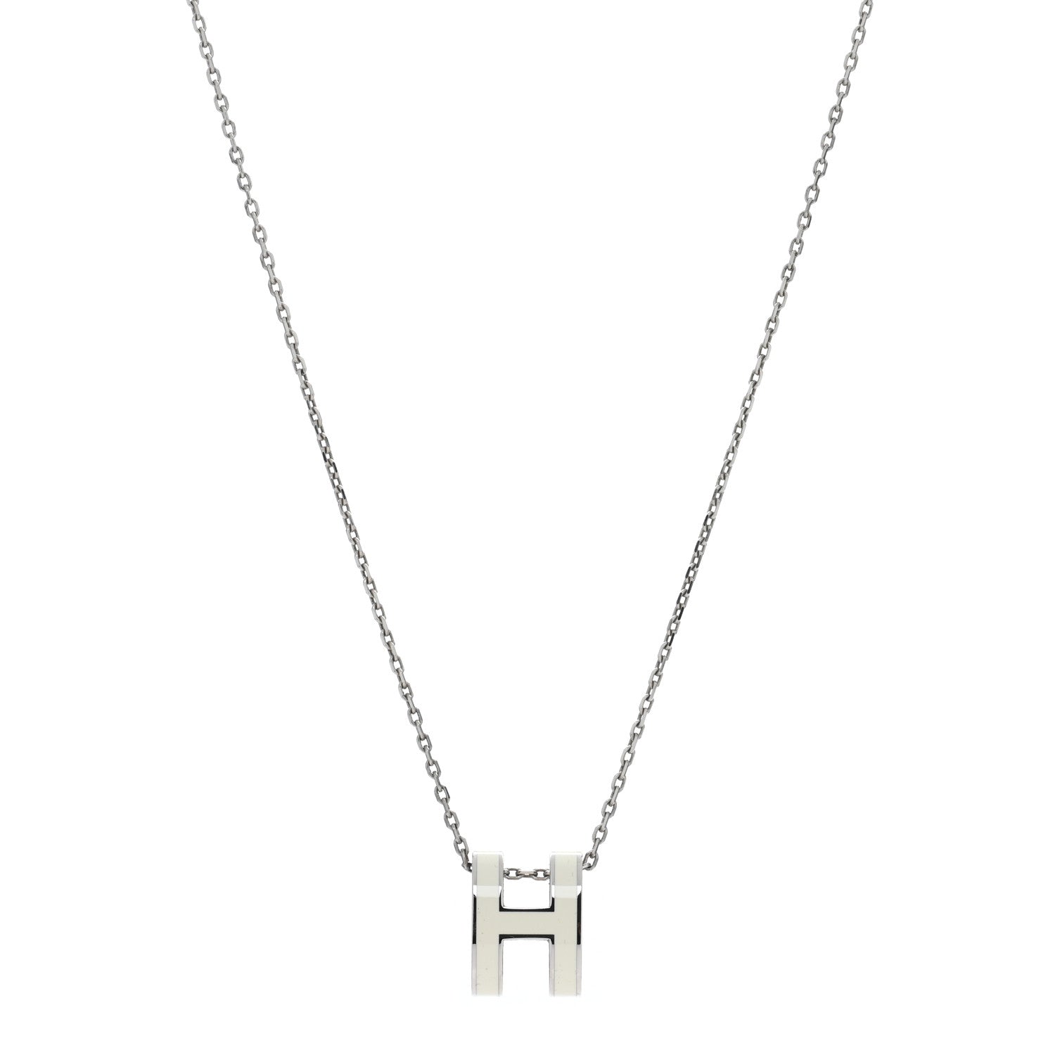 Hermes Palladium Mini Pop H Pendant Necklace White 1 of 6