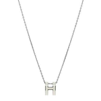 Hermes Palladium Mini Pop H Pendant Necklace White 1 of 6