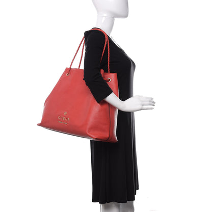 Gucci Calfskin Large Gifford Braided Handle Tote Sporting Red 2 of 10