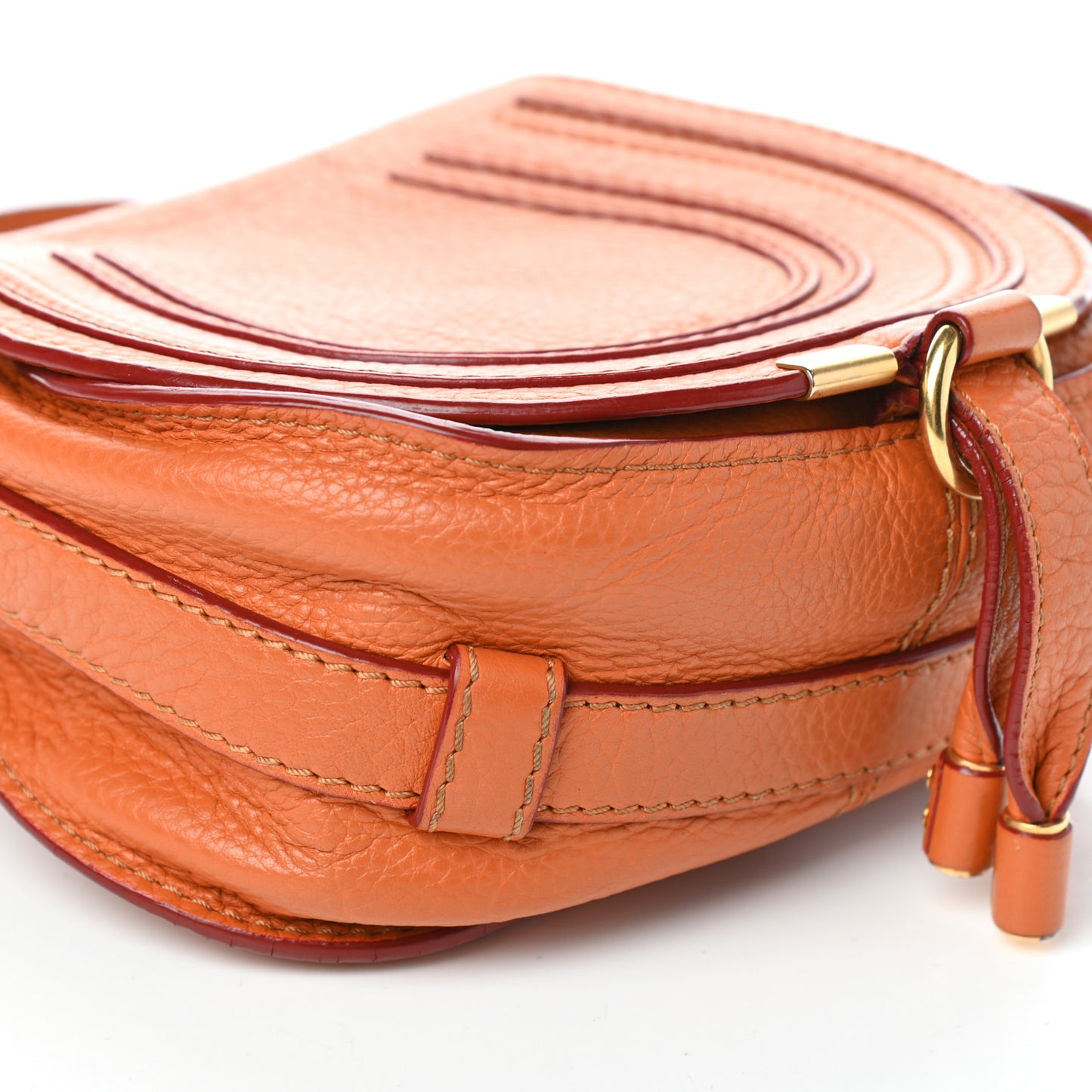 Calfskin Mini Marcie Round Crossbody Bag Orange