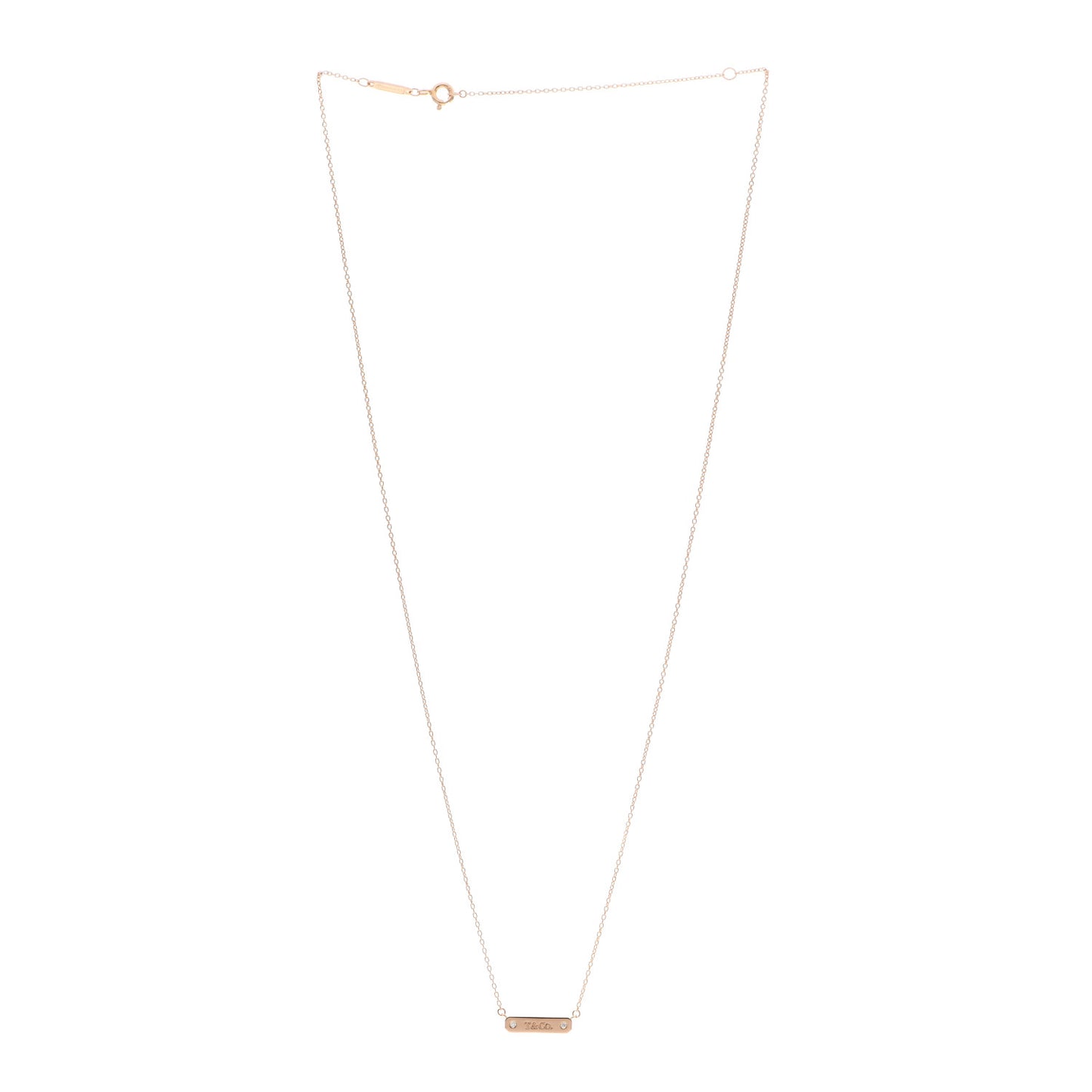 18K Rose Gold Diamond Micro Bar Pendant Necklace