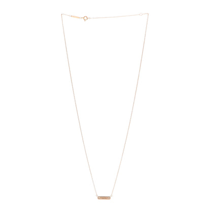 Tiffany 18K Rose Gold Diamond Micro Bar Pendant Necklace 3 of 5