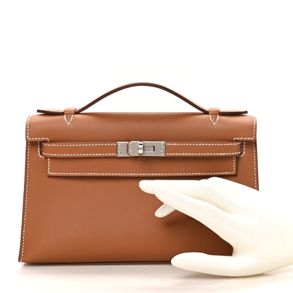 Hermes Swift Kelly Pochette Clutch Gold 2 of 11