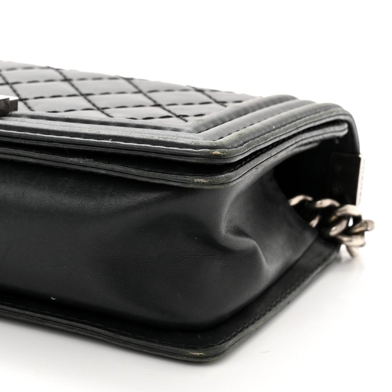 Chanel Calfskin Quilted Double Stitch New Medium Boy Flap Black 10 of 16