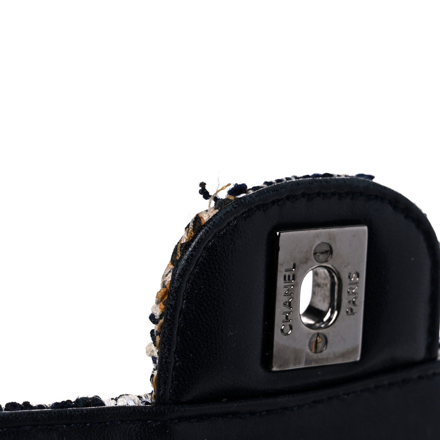 Tweed Quilted Flap Navy White