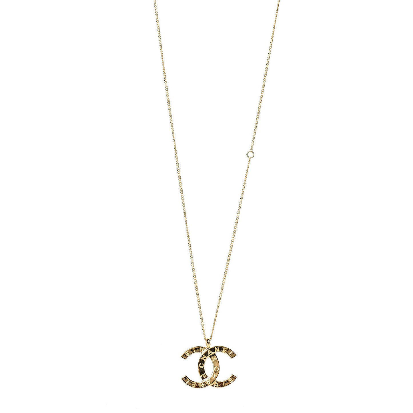 Metal CC Paris Button Necklace Gold