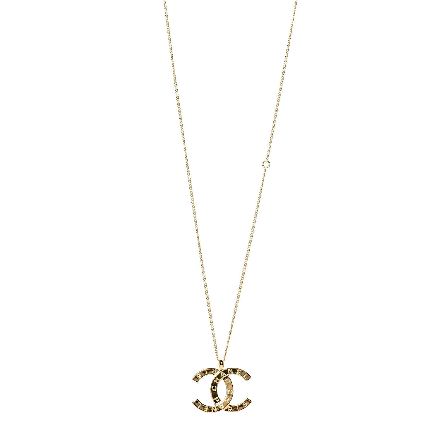 Chanel Metal CC Paris Button Necklace Gold 1 of 4