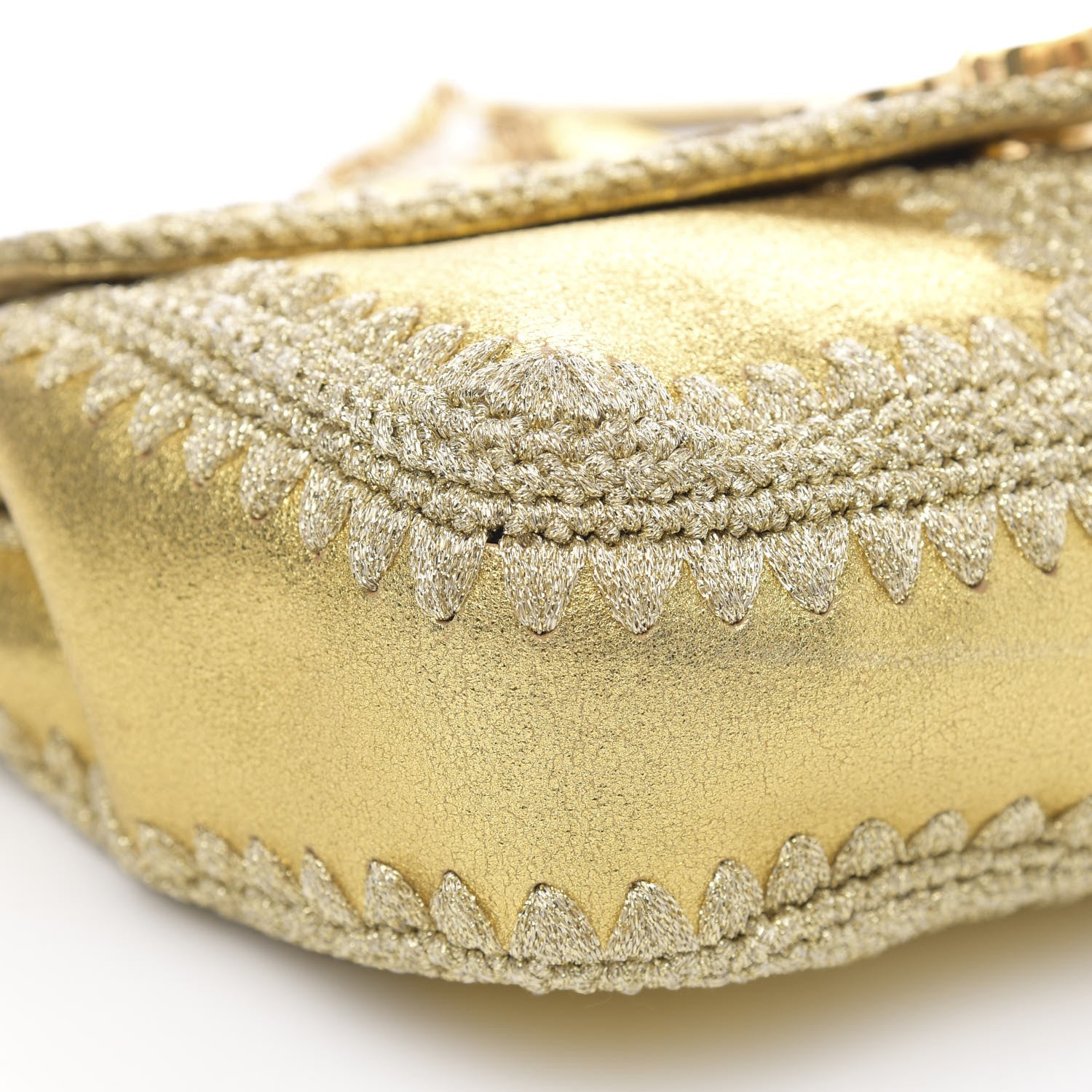 Saint Laurent Metallic Calfskin Macrame Medium College Monogram Satchel Gold 8 of 11