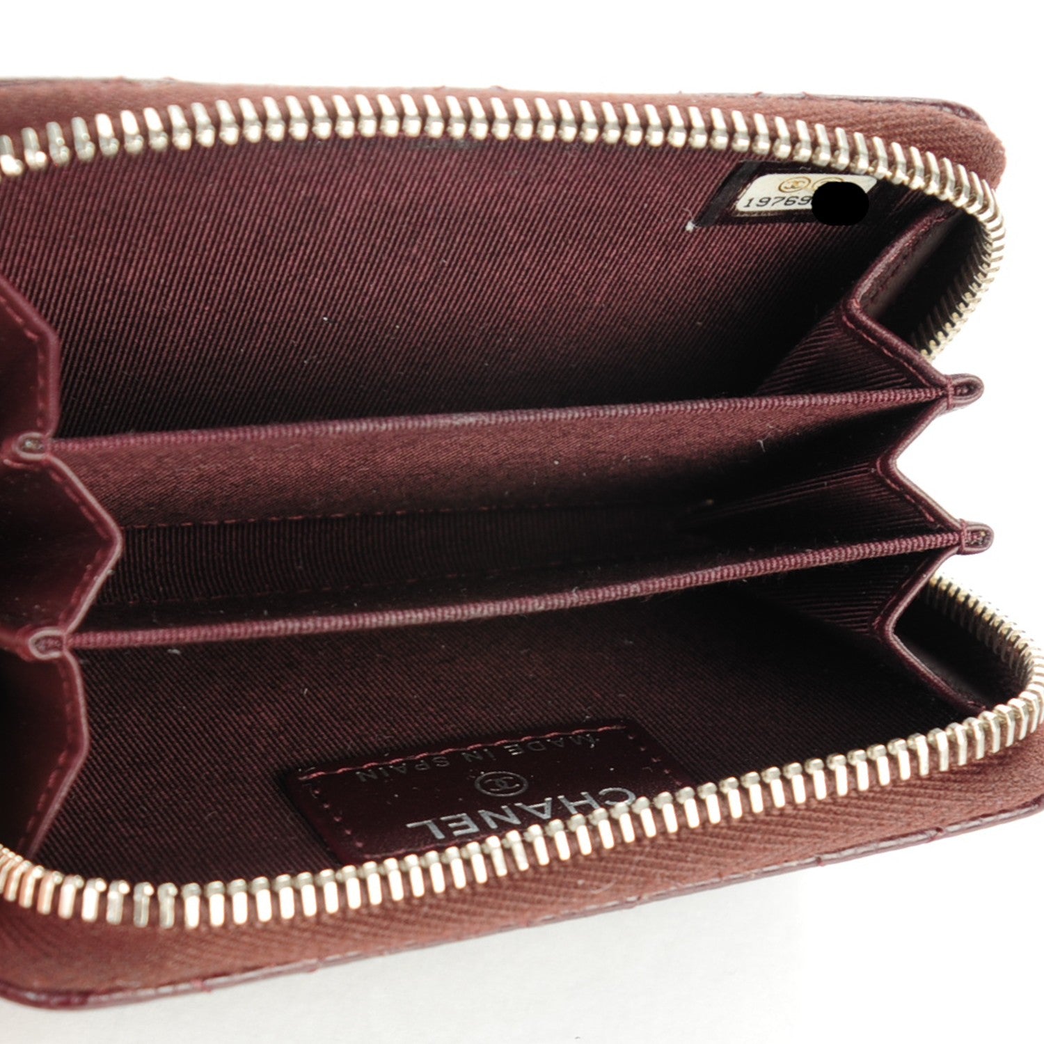 Chanel Caviar Quilted Zip Coin Purse Burgundy 5 of 7