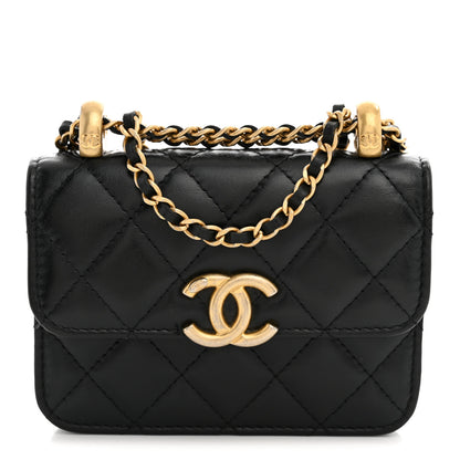 Chanel Calfskin Quilted Perfect Fit Coin Purse With Chain Black 1 of 12