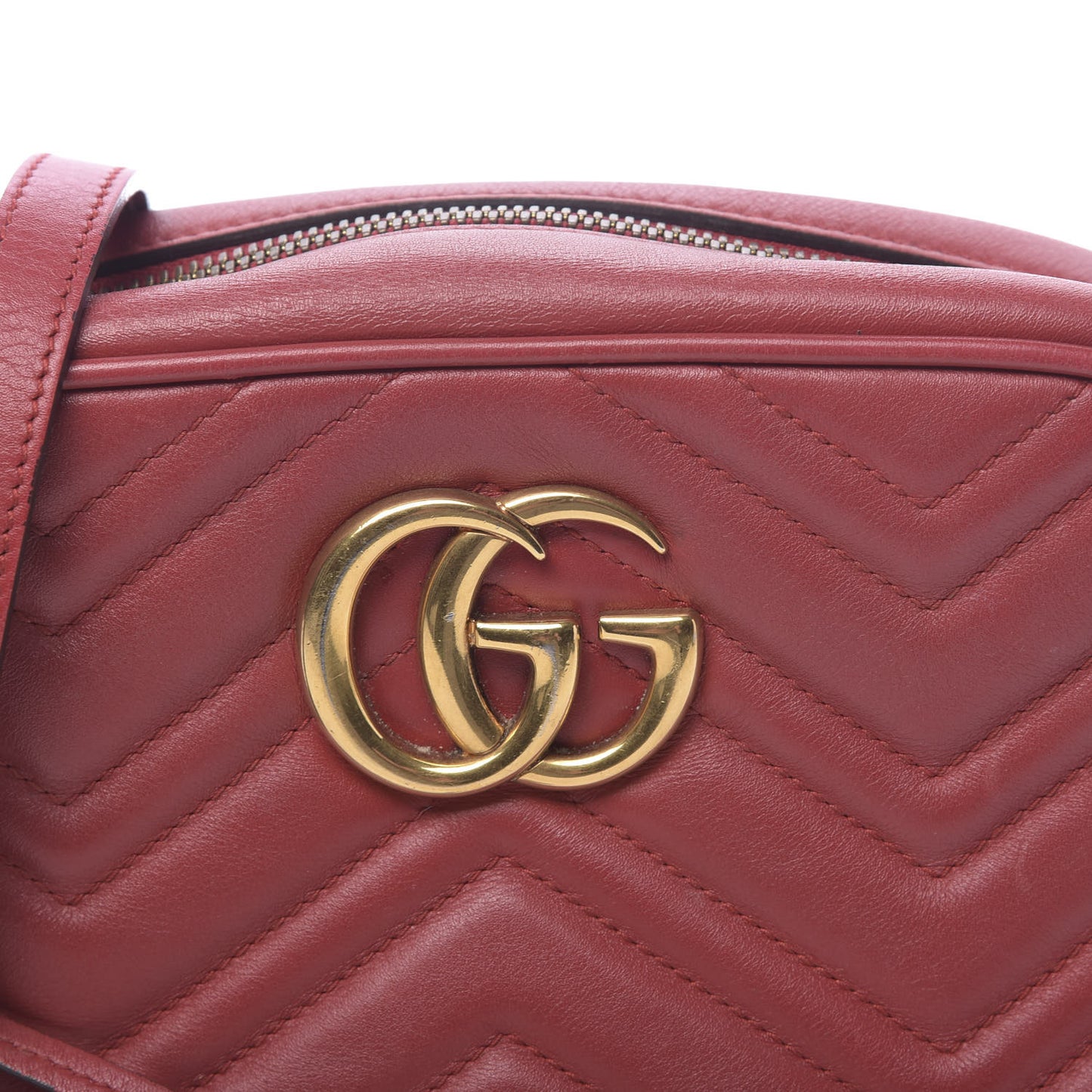 Calfskin Matelasse Small GG Marmont Chain Shoulder Bag Hibiscus Red