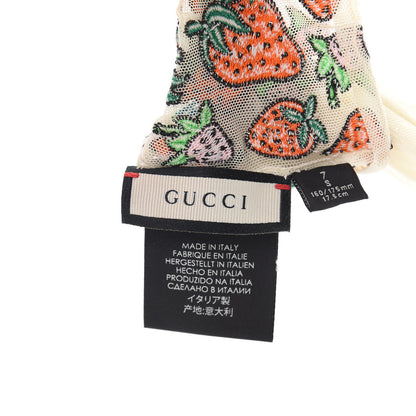 Gucci Tulle Strawberry Embroidered Sheer Gloves S White 3 of 5