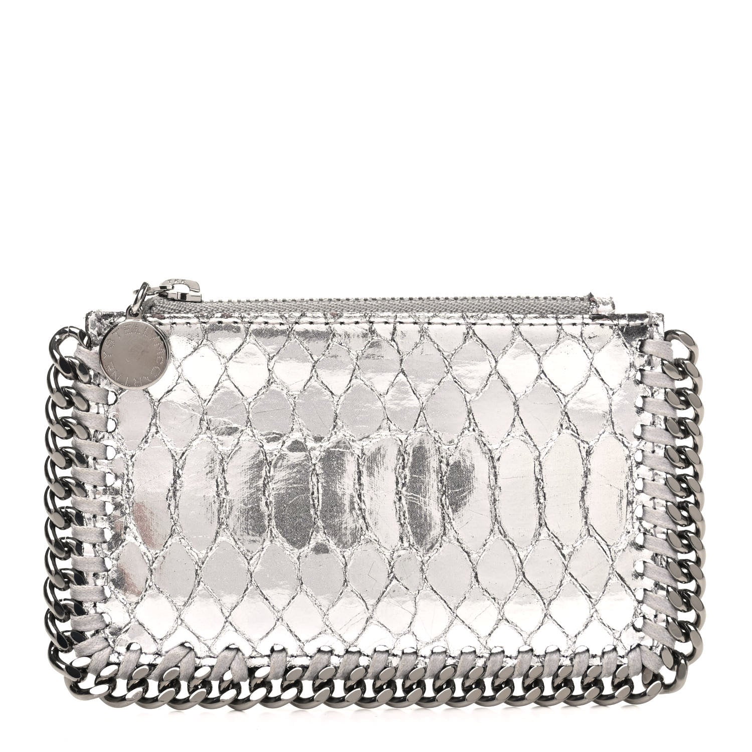Stella McCartney Crocodile Embossed Falabella Zip Card Holder Silver 1 of 6