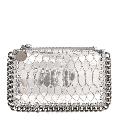 Stella McCartney Crocodile Embossed Falabella Zip Card Holder Silver 1 of 6