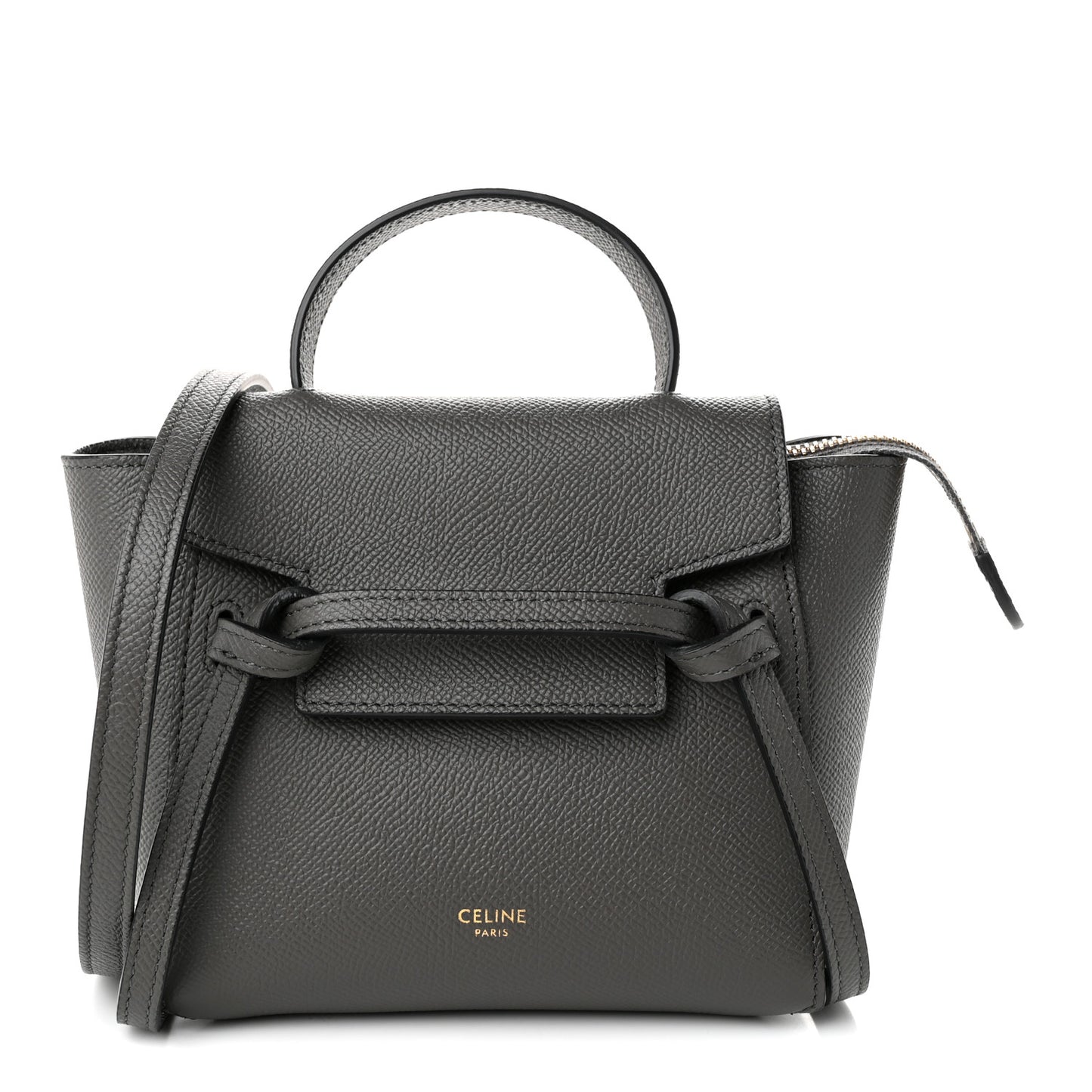 Grained Calfskin Nano Belt Bag Grey