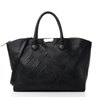 Burberry Heritage Grain Check Embossed Medium Dewsbury Tote Black 1 of 19