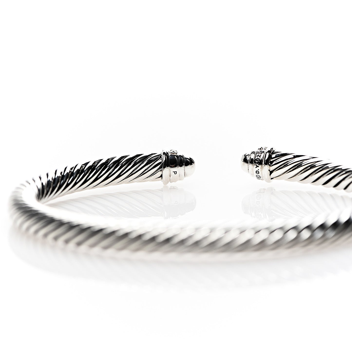 Sterling Silver Diamond 5mm Cable Classics Dome Bracelet