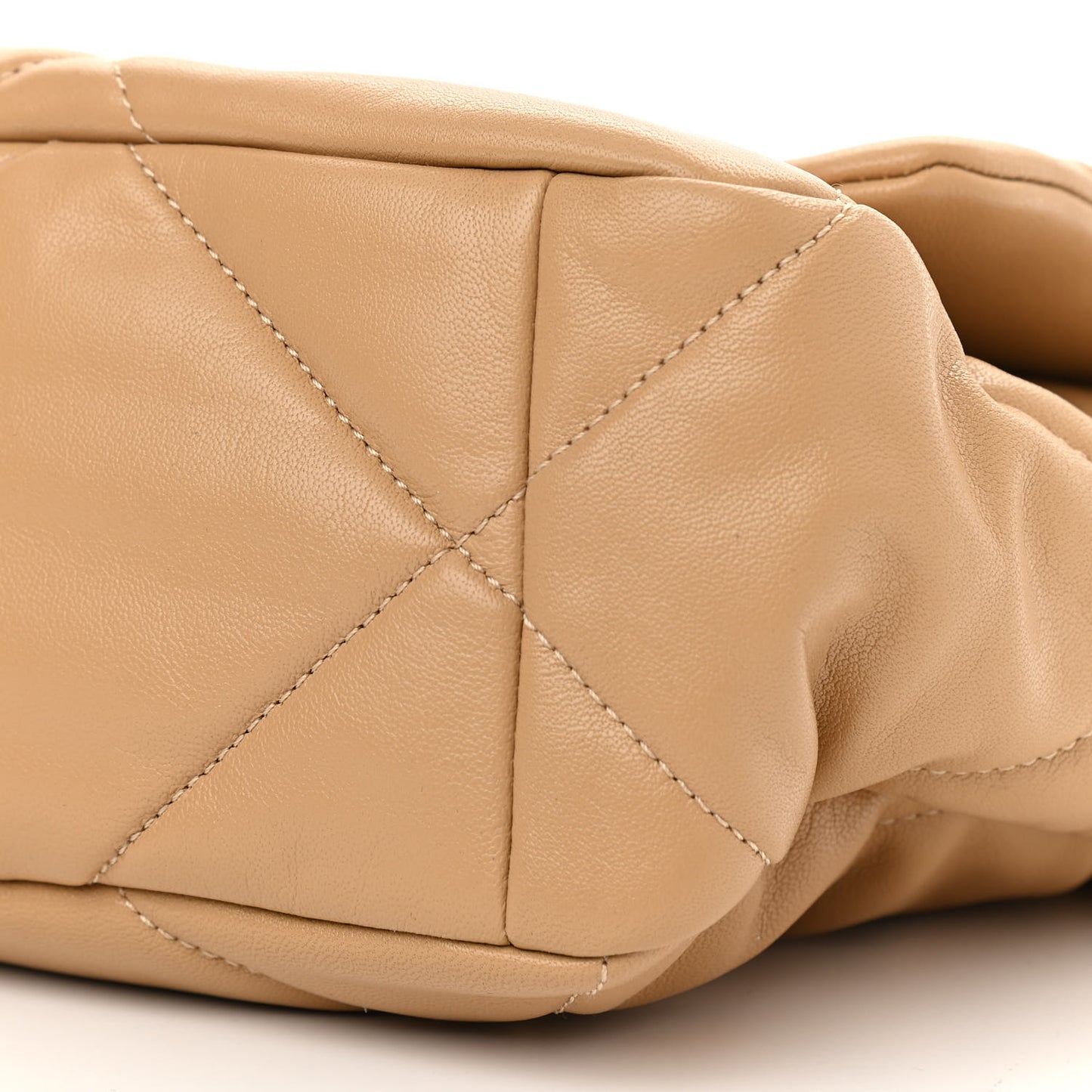 Lambskin Quilted Large Chanel 19 Flap Dark Beige