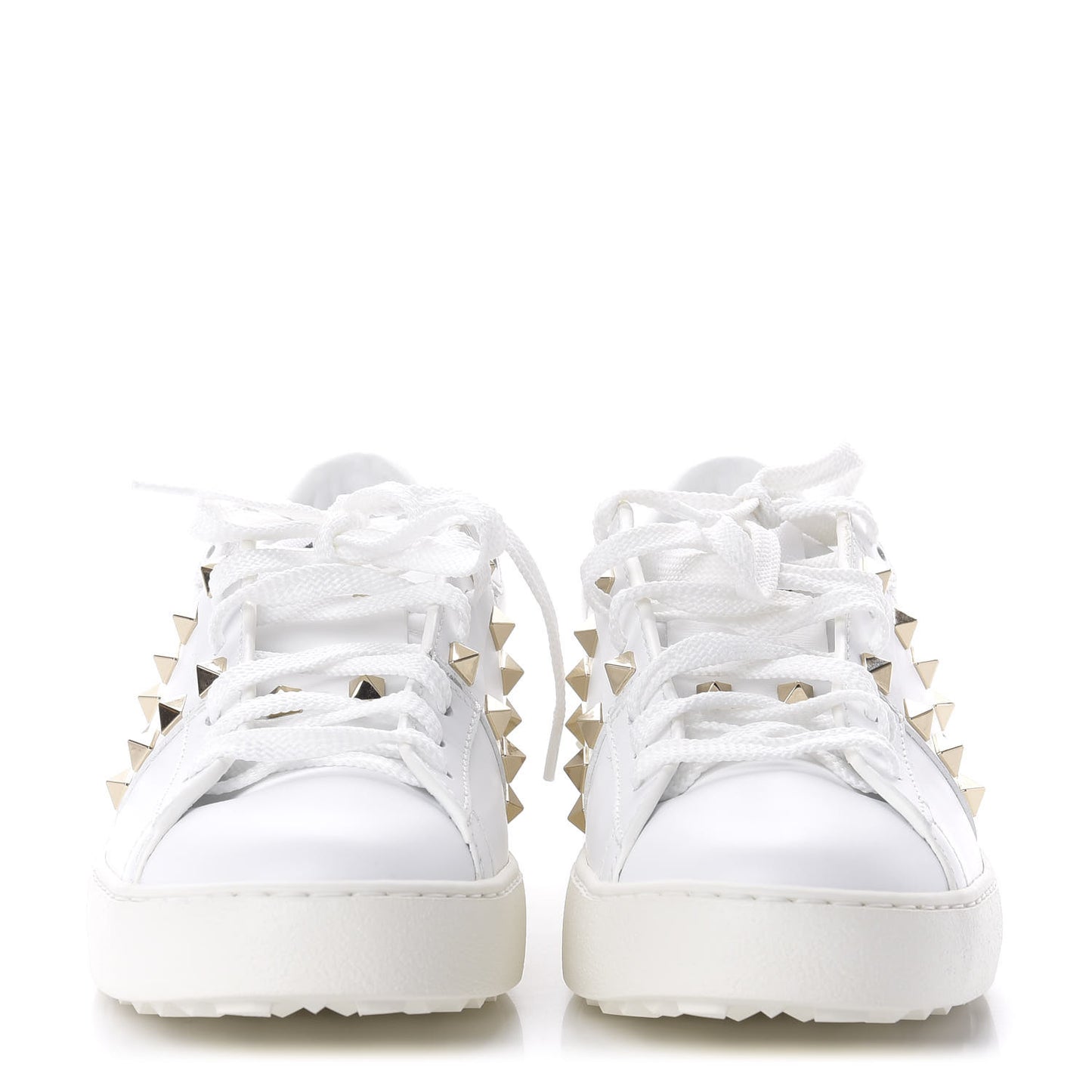 Calfskin Rockstud Untitled Open Sneakers 37.5 White