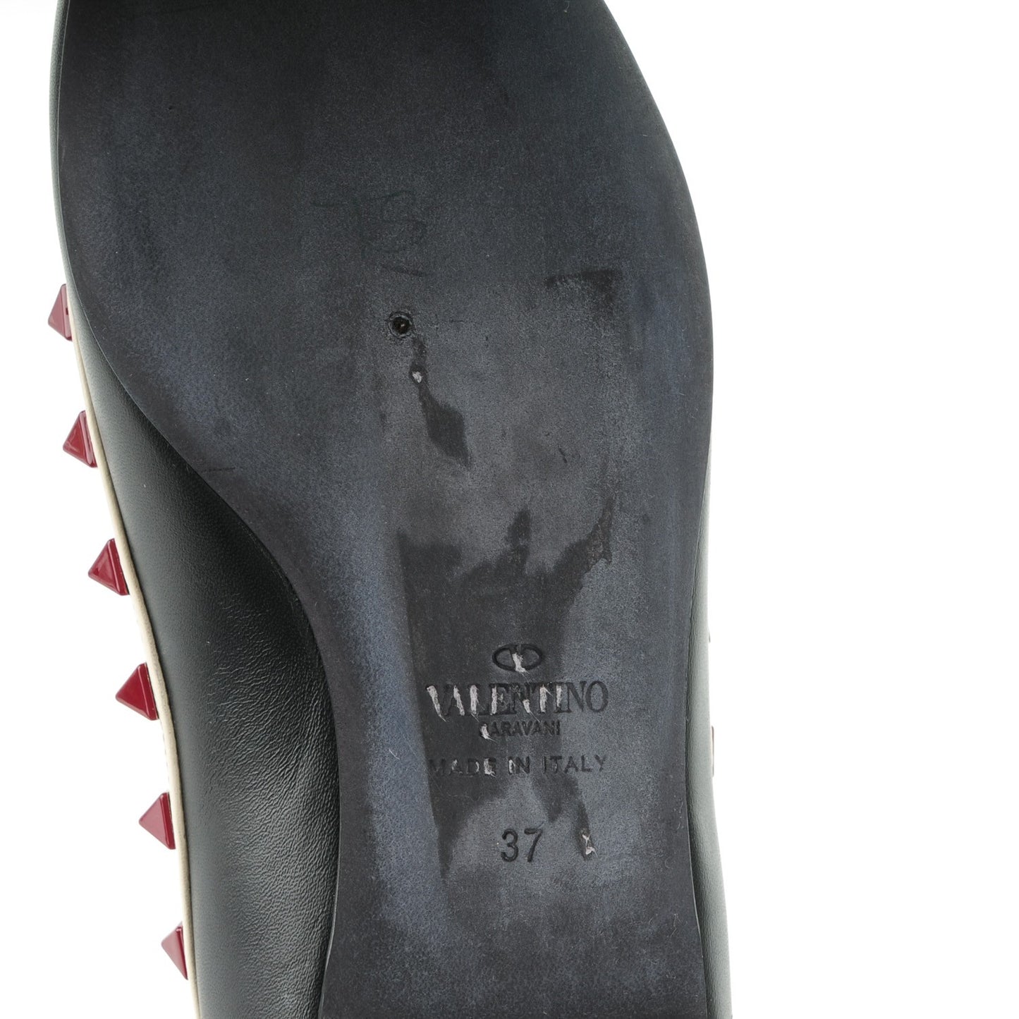 Nappa Lacquered Rockstud Ballerina Flats 37 Black Ivory