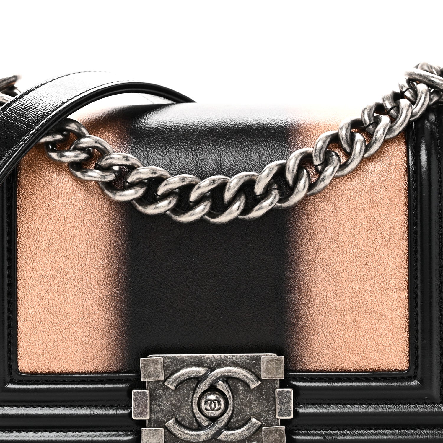 Chanel Metallic Glazed Calfskin Small Boy Flap Black Gold 8 of 11