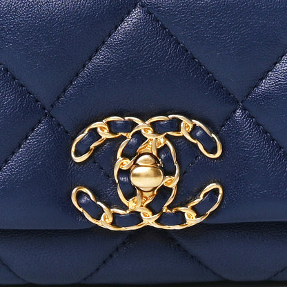 Chanel Goatskin Quilted Chanel 19 Waist Bag Dark Blue 8 of 11