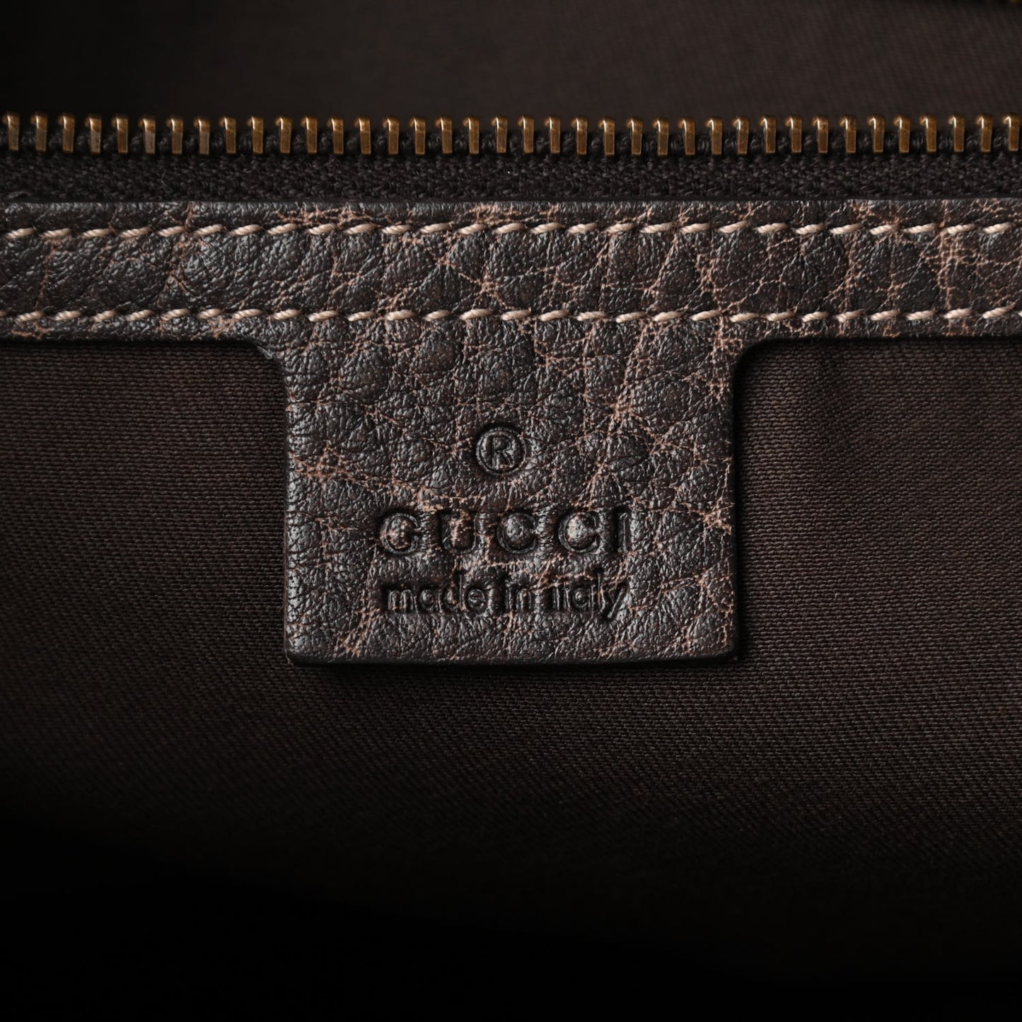 Guccissima Large New Pelham Shoulder Bag Dark Brown