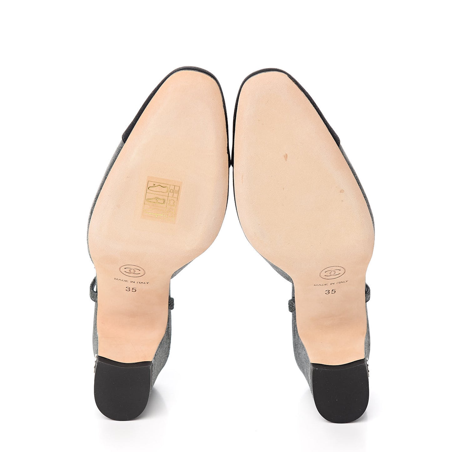 Lambskin Grosgrain Cap Toe CC Slingback Sandals 35 Black Silver