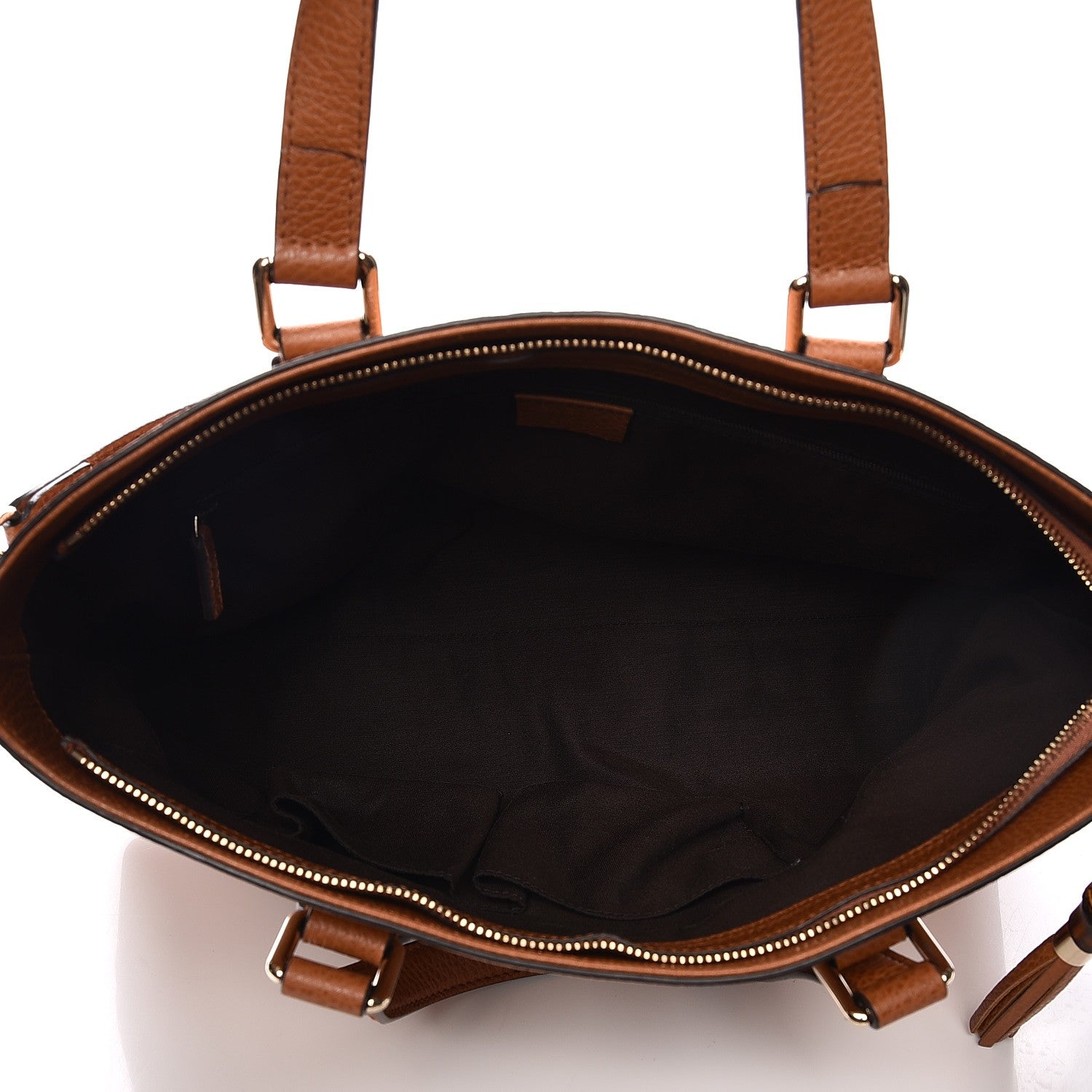 Gucci Calfskin Bamboo Tassel Top Handle Tote Brown 8 of 13