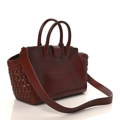 Saint Laurent Calfskin Studded Woven Baby Monogram Downtown Cabas Brown 2 of 10