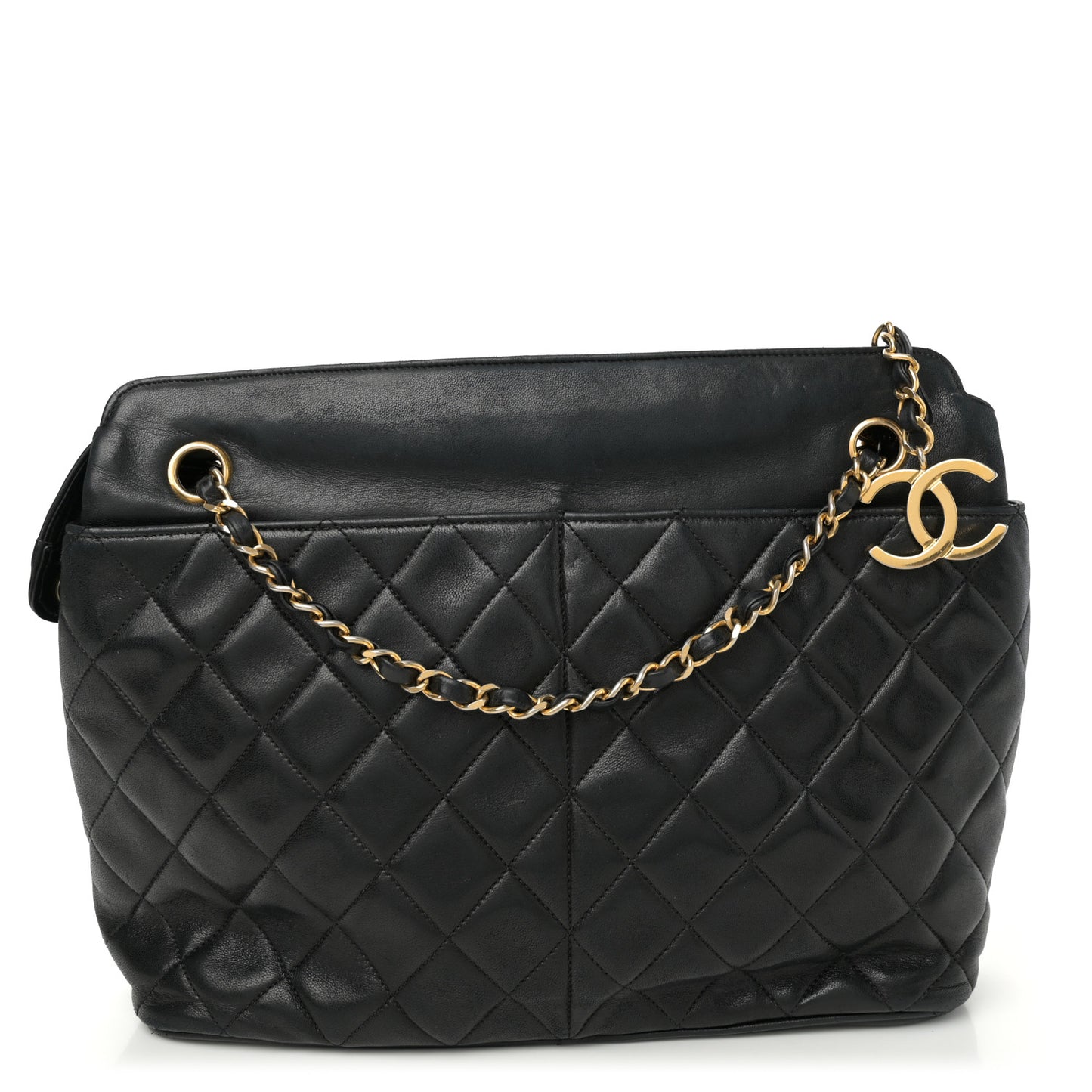 Lambskin Quilted Shoulder Bag Black