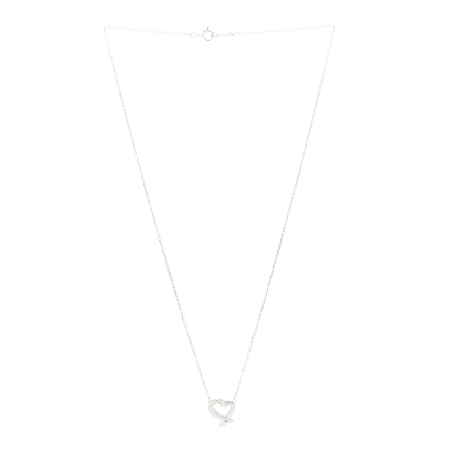 Tiffany Sterling Silver Diamond Paloma Picasso Loving Heart Necklace 2 of 3