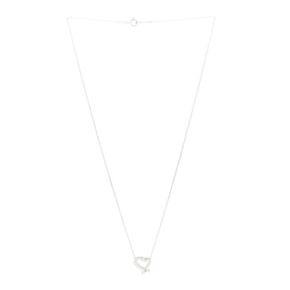 Tiffany Sterling Silver Diamond Paloma Picasso Loving Heart Necklace 2 of 3