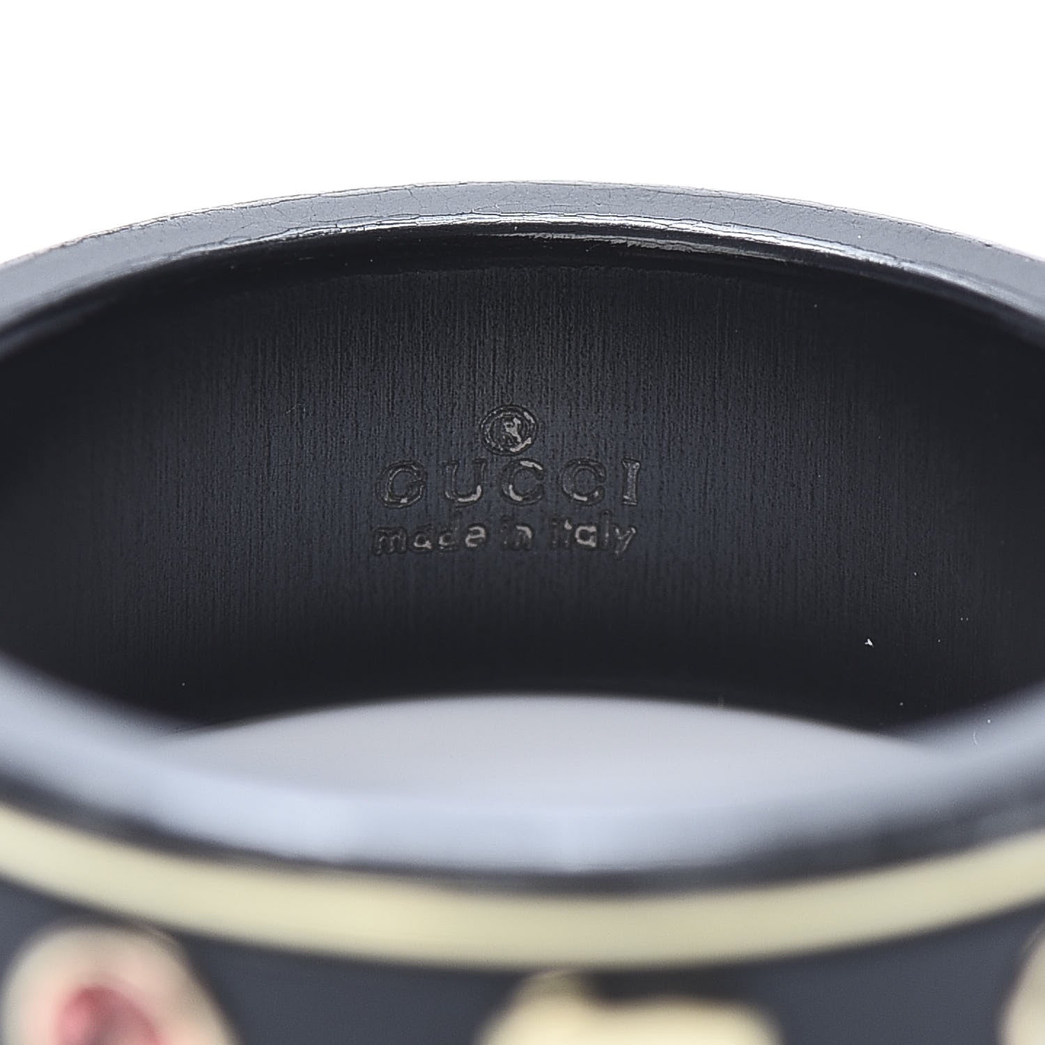 Gucci 18K Yellow Gold Ceramic Topaz Icon Band Ring 54 6.75 Black 5 of 10