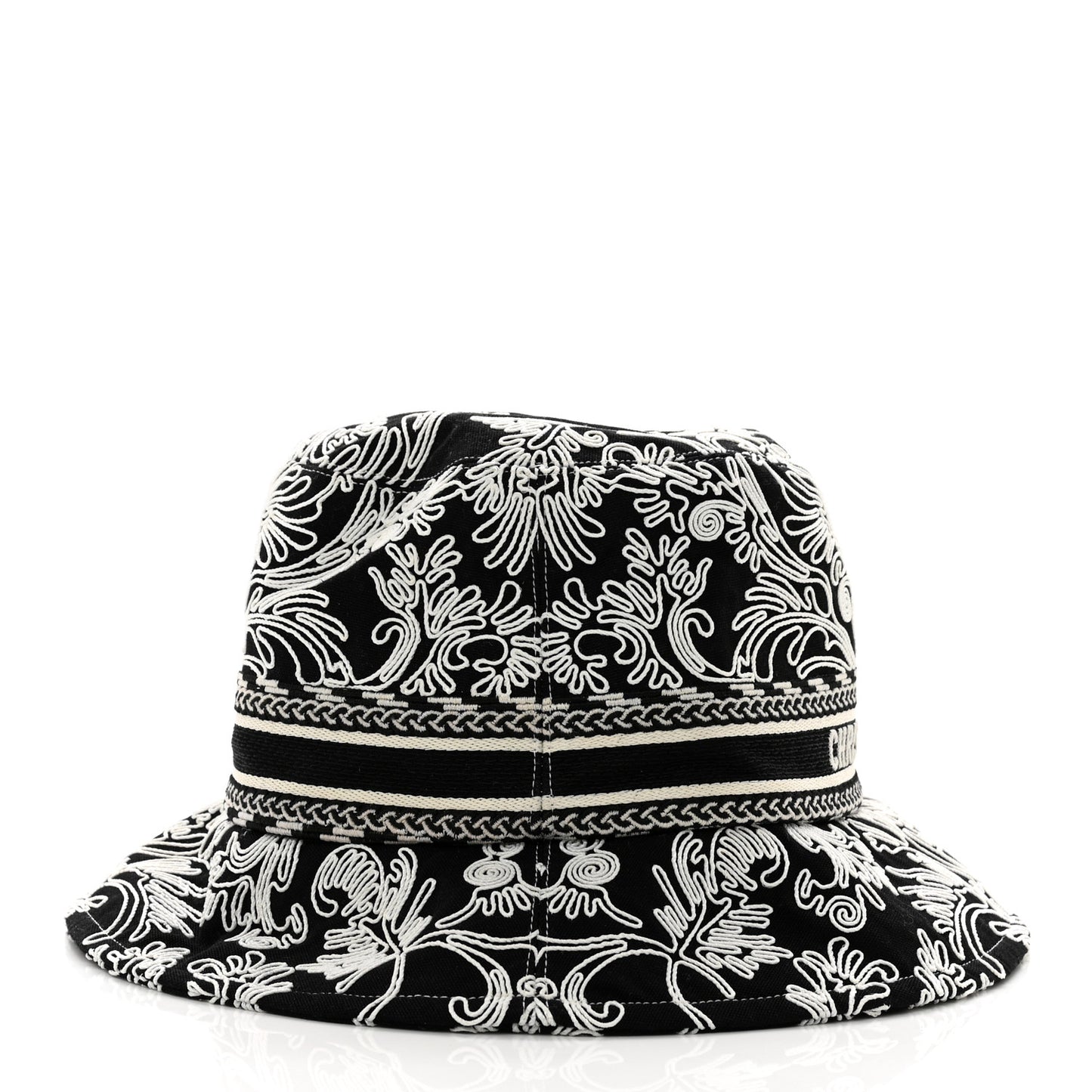 Cotton D-Bobby Small Brim Bucket Hat 57 Black White