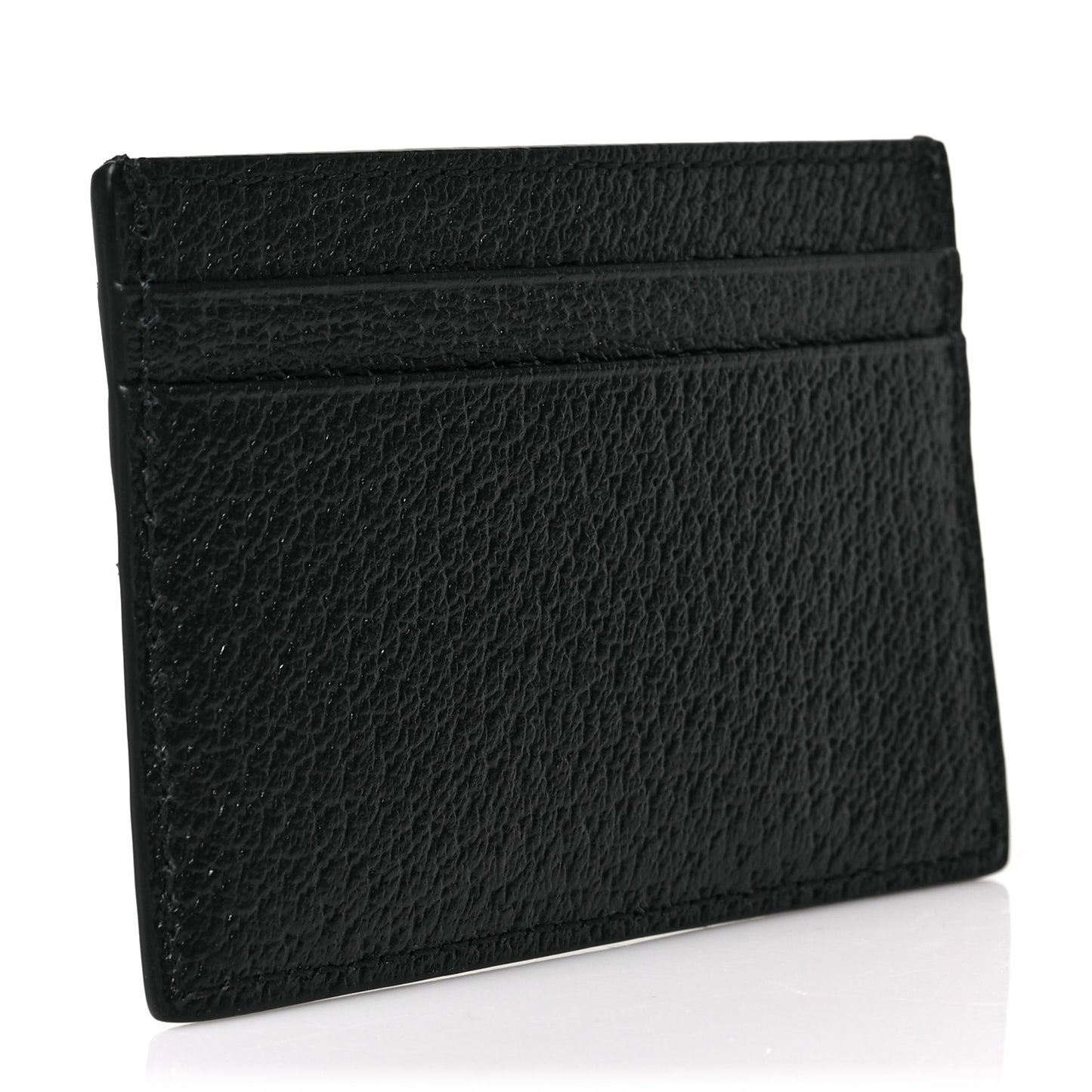 Pebbled Calfskin Animalier Card Holder Black