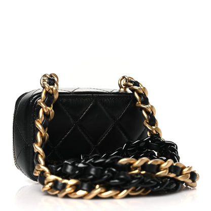 Chanel Lambskin Quilted Mini Lacquered Chain Clutch Black 3 of 11