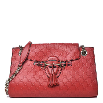 Gucci Guccissima Large Emily Chain Shoulder Bag Red 1 of 20
