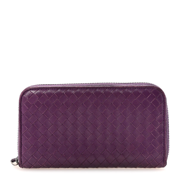 Bottega Veneta Nappa Intrecciato Zip Around Wallet Aubergine