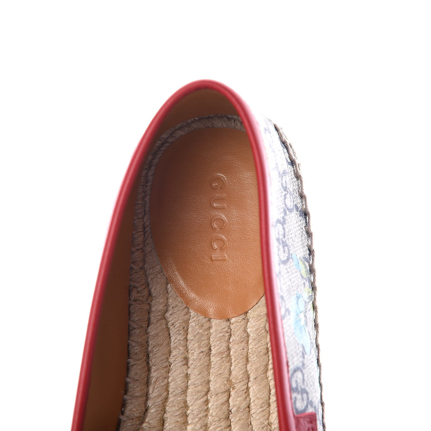GG Supreme Monogram Blooms Espadrilles 37.5 Beige Blue Navy Hibiscus Red
