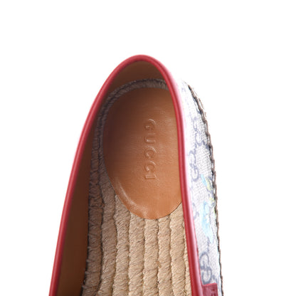 Gucci GG Supreme Monogram Blooms Espadrilles 37.5 Beige Blue Navy Hibiscus Red 7 of 8